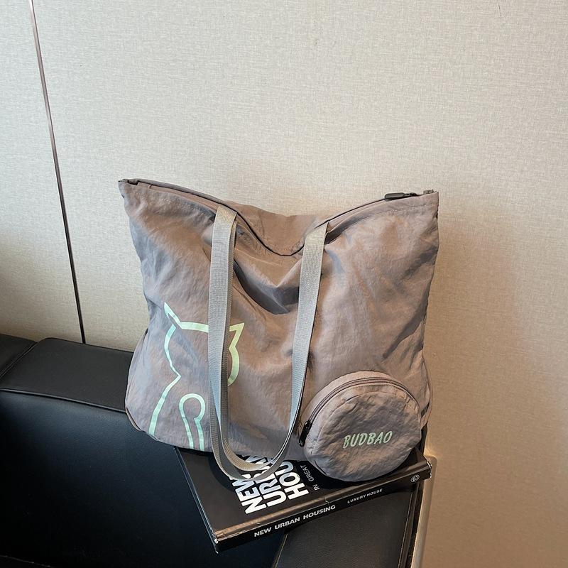 Foldable tote bag women's large-capacity storage shoulder bag sports fitness yoga bag handbag