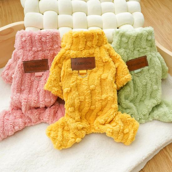 Dog Pajamas Plush Turtleneck Dog Sweater with D-ring Winter Warm Clothes Puppy Onesies for Boy Girl Small Medium Dogs