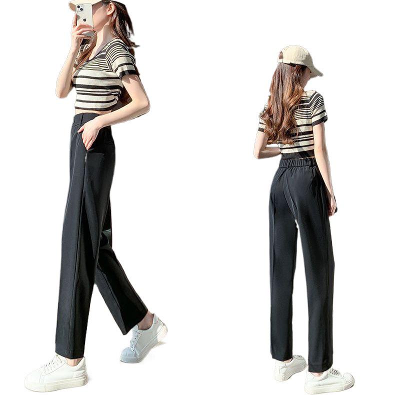 Women's High Waist Slimming Fleece-Lined Straight-Leg Harem Pants for Winter 