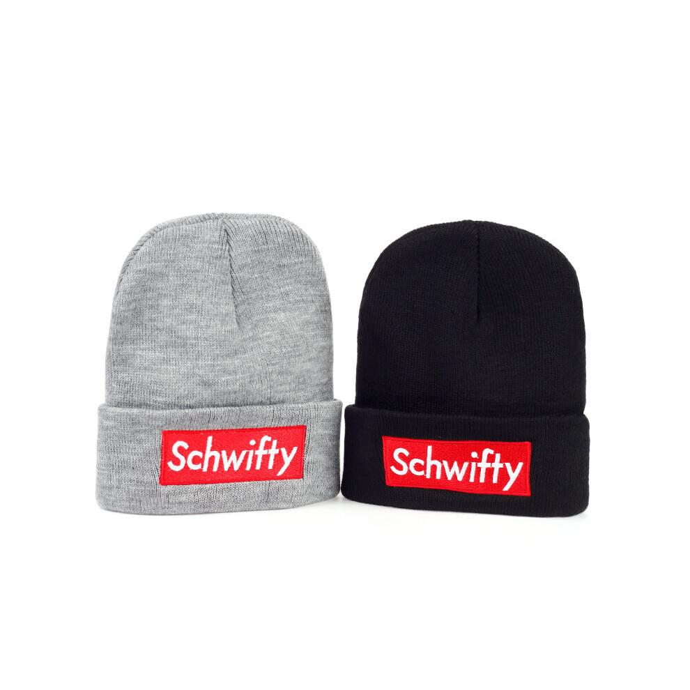 Schwifty Winter Embroidery Knitted Beanie Hat Skullies Hat Knit Letter Bonnet Outdoor Ski