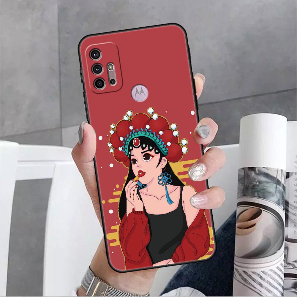Case For Motorola G30 G60 G9 Play One Fusion Plus Edge 20 G8 Power Lite G22 G50 G200 G51 G71 G31 Phone Cover Opera Retro Girl