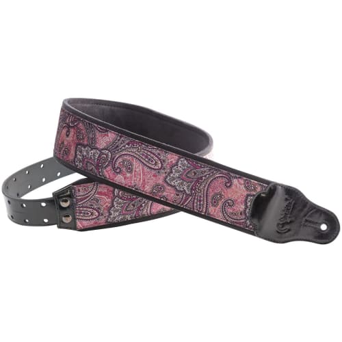 RightOn! STRAPS Guitar Strap, 7cm Wide, 95-150cm Long, PAISLEY VELVET-70 BURGUNDY