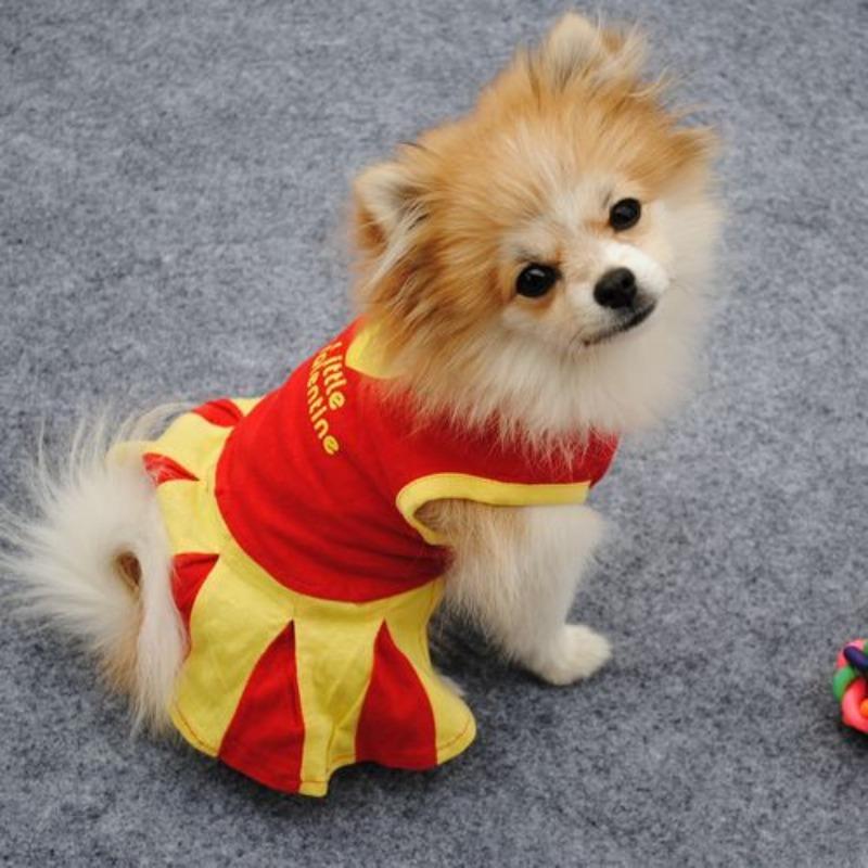 Pet Dog Cotton Summer Dress, Pet Clothes, Cotton Mini Skirt, Cheerleader Skirt