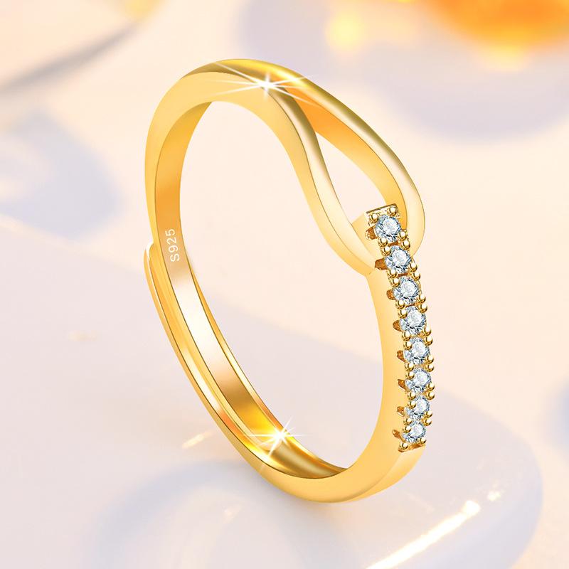 New 925 Sterling Silver Ring AAA Zircon Adjustable Size Engagement Rings for Women Wedding Ring Party Fashion Nice Jewelry Gift