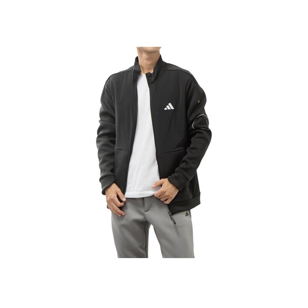 Adidas Solid Color Brand Logo Stand Collar Jacket Men Jacket Black HY0974
