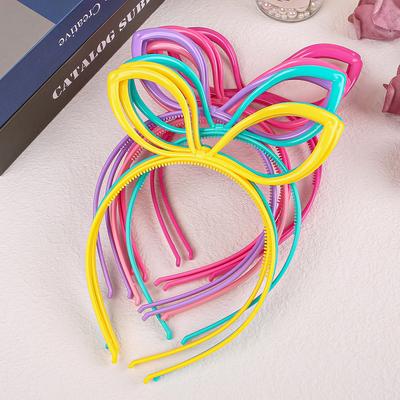 6/12PCS Girls Rabbit Headbands Candy Color Bows Headband Plastic Teeth Hairbands Family Decoration Party Hair Accessories