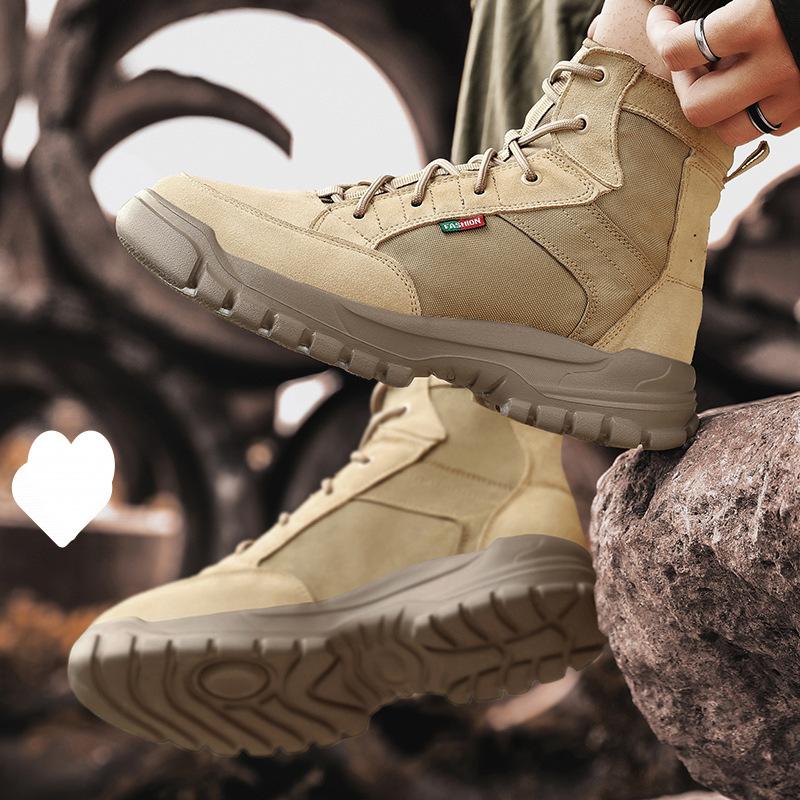 Herrenschuhe in Übergröße Outdoor-Wanderschuhe Herren wasserdichte und rutschfeste Kampfstiefel High-Top-Taktikstiefel leichte Reiseschuhe