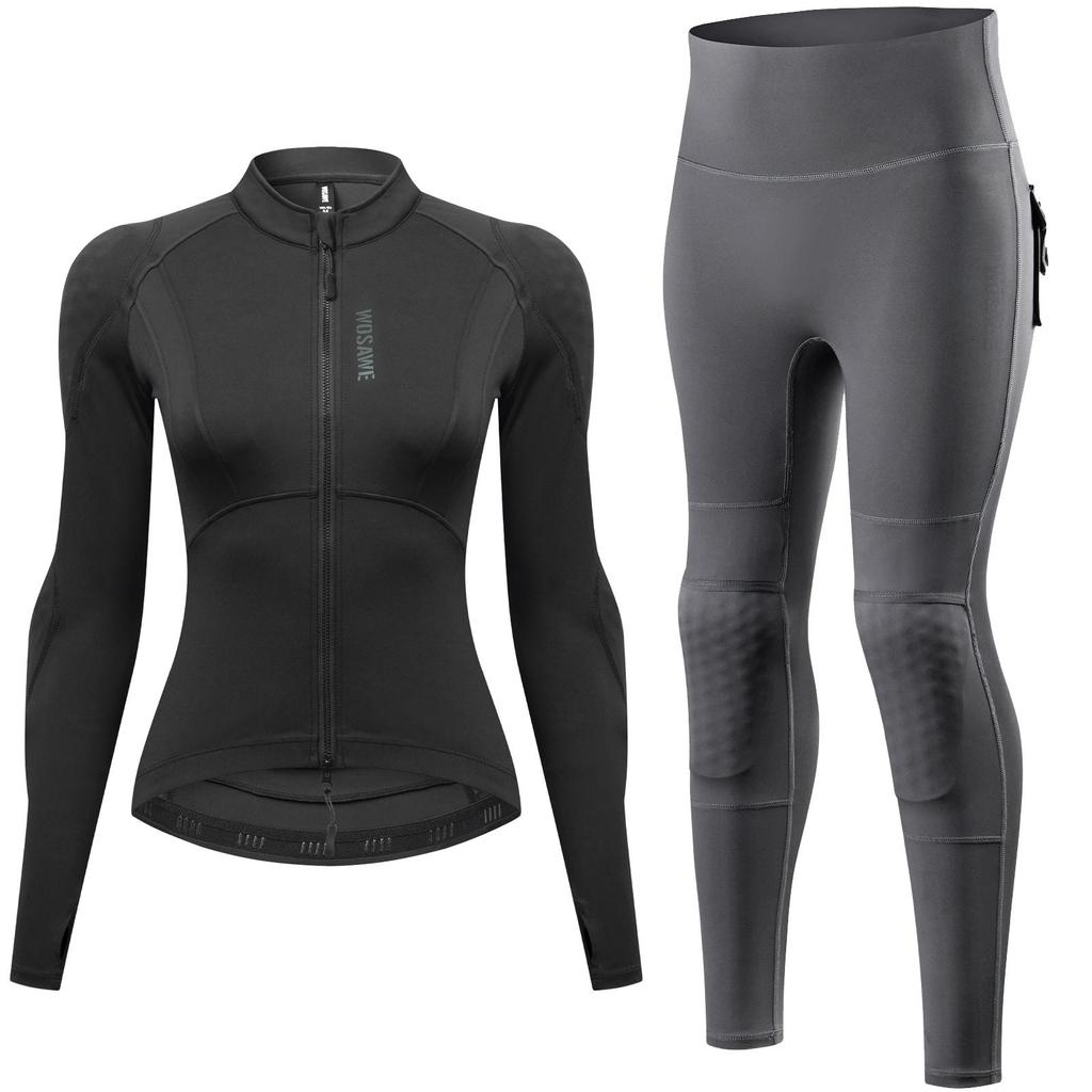 WOSAWE Women's Motorcycle Clothing Slim High Elastic Motorcycle Shirt Pants Full Body Soft Armor Protection Suit
