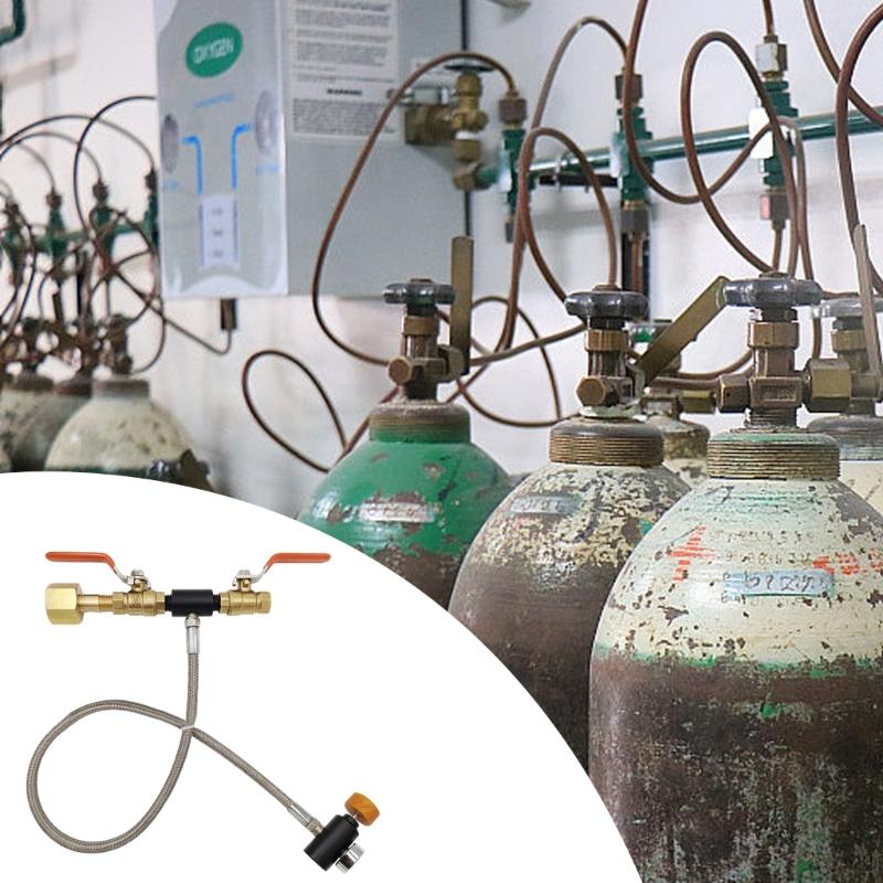 Multifunction CO2 Bottle Refilling Tool with Pressure Gauges & 24inch Hose High Efficiency CO2 Tanks Filling Valves for CGA320