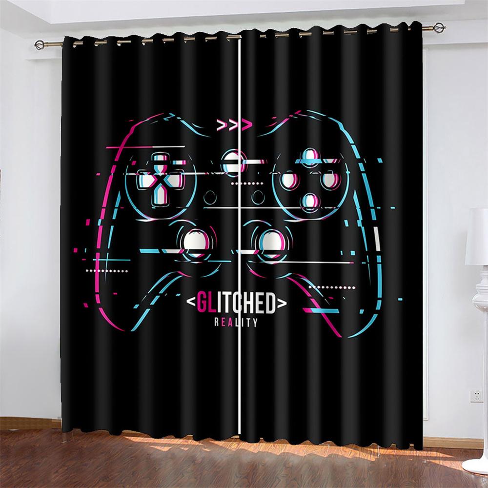 Colorful Game Console  Printed Woven Curtains  Two Independent Curtains on The Left and Right  Blackout Curtains for Bedrooms