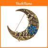 Spilla con Ciondolo Luna Vintage con Catena Lunga in Lega di Zinco per Accessori Moda Unisex