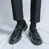 Large size 46 fringed patent leather glossy men's casual fashion leather shoes business dress groom wedding shoes