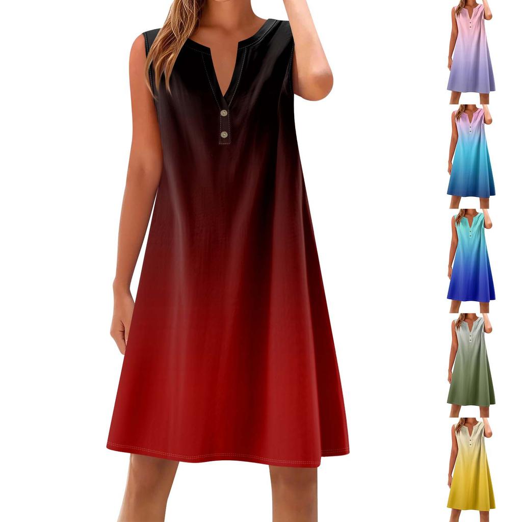 Women's Cotton And Linen Dress Summer Sleeveless Comfortable Travel Beach Dress Fashionable Spring And Summer Vacation Wear