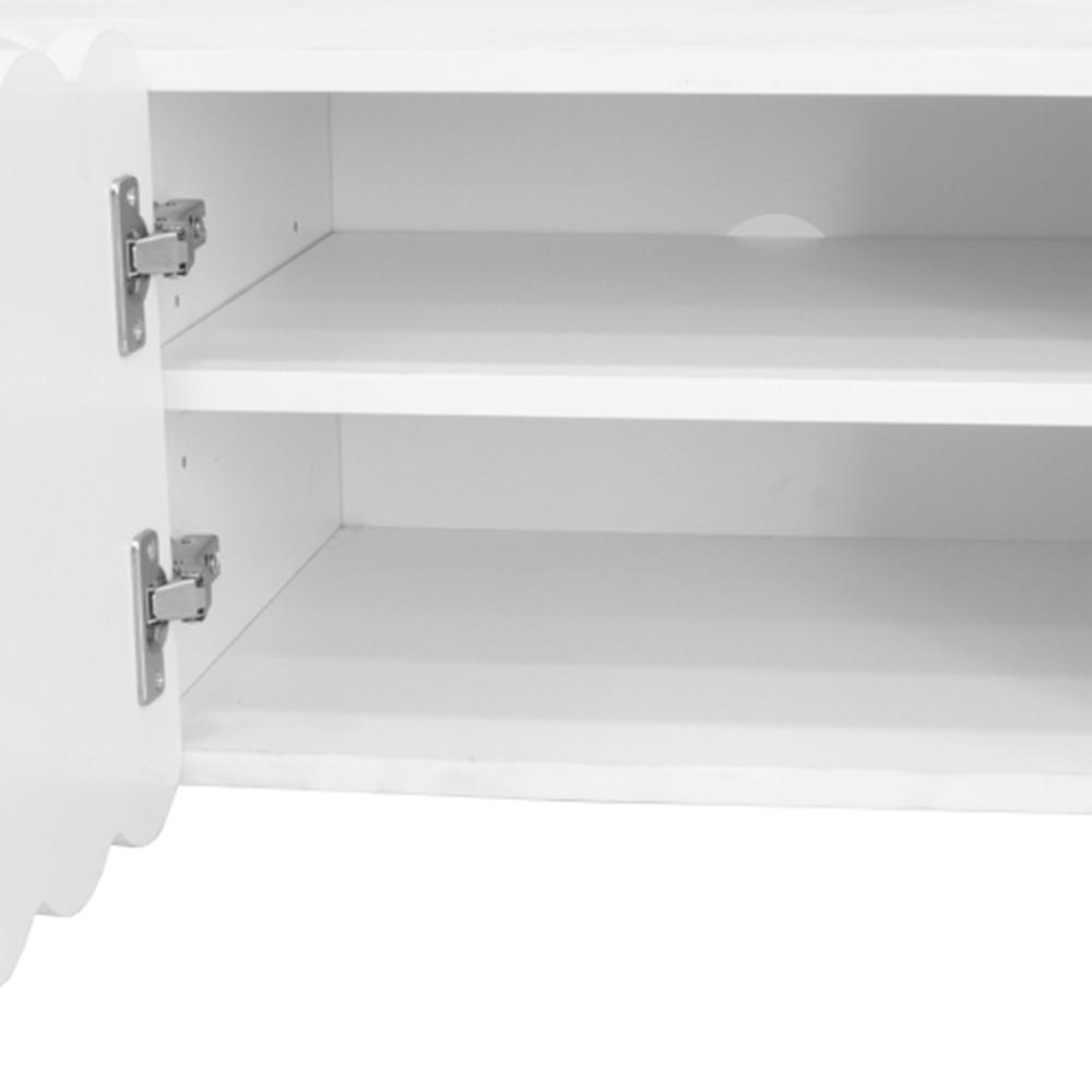 Modern white TV cabinet, TV stand, low TV stand. Unique design. 175 x 38 x 37 cm (L x W x H)