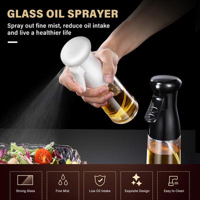 Pulverizador de óleo de vidro garrafa de spray de óleo 200ml pulverizador de névoa não entupimento para azeite água molho de soja