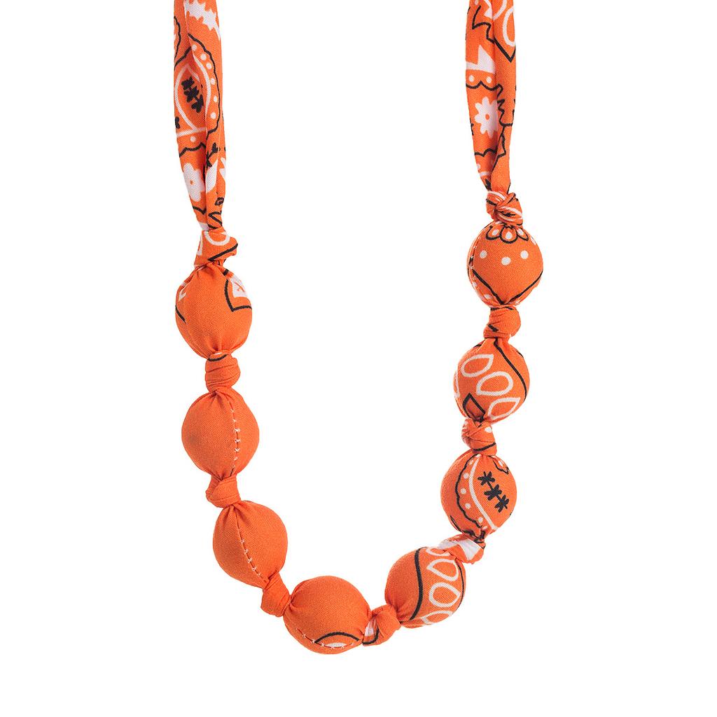 Fashion Bohemian Style Random Pattern Necklace Scarf With Beaded Stainless Steel Clavicle Chain Trendy Women Jewelry