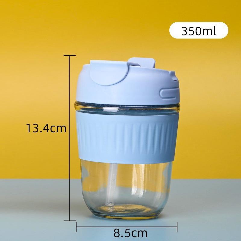 Elegante Tazza da Caffè e Acqua in Vetro con Cannuccia - Portatile per Donne, Ufficio, Studenti