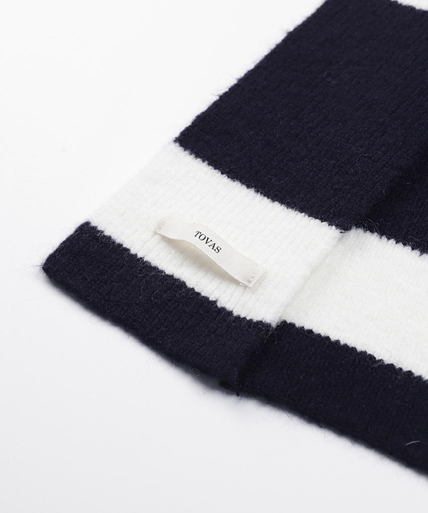 Tobaseu Wool Stripe Scarf (Brick/Ivory)