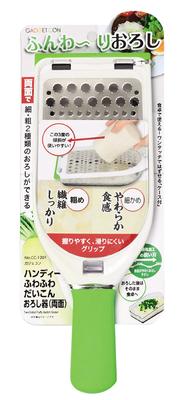 PEARL METAL Handy Double-Sided Grater for Soft Daikon Radish, Green X White, 30cm Long X 10.8cm Wide X 5.5cm High, Gadgetcon CC-1201