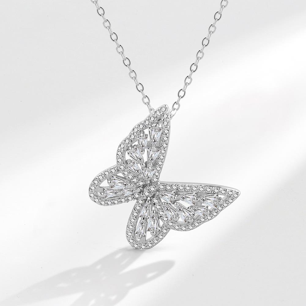 Ladies Elegant Rhinestone Butterfly Pendant Necklaces