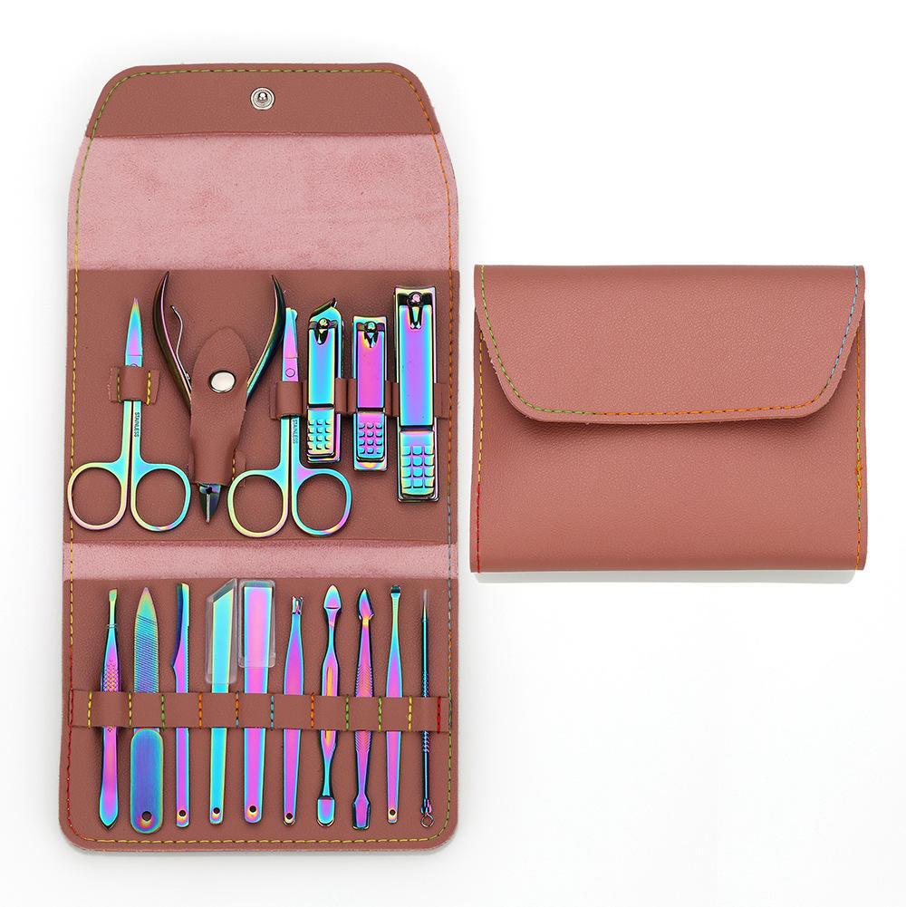 Professional 16pcs Stainless Steel Manicure Pedicure Tool Set Custom Logo Luxury Nail Clippers Kit Grooming Nail Cutter Set