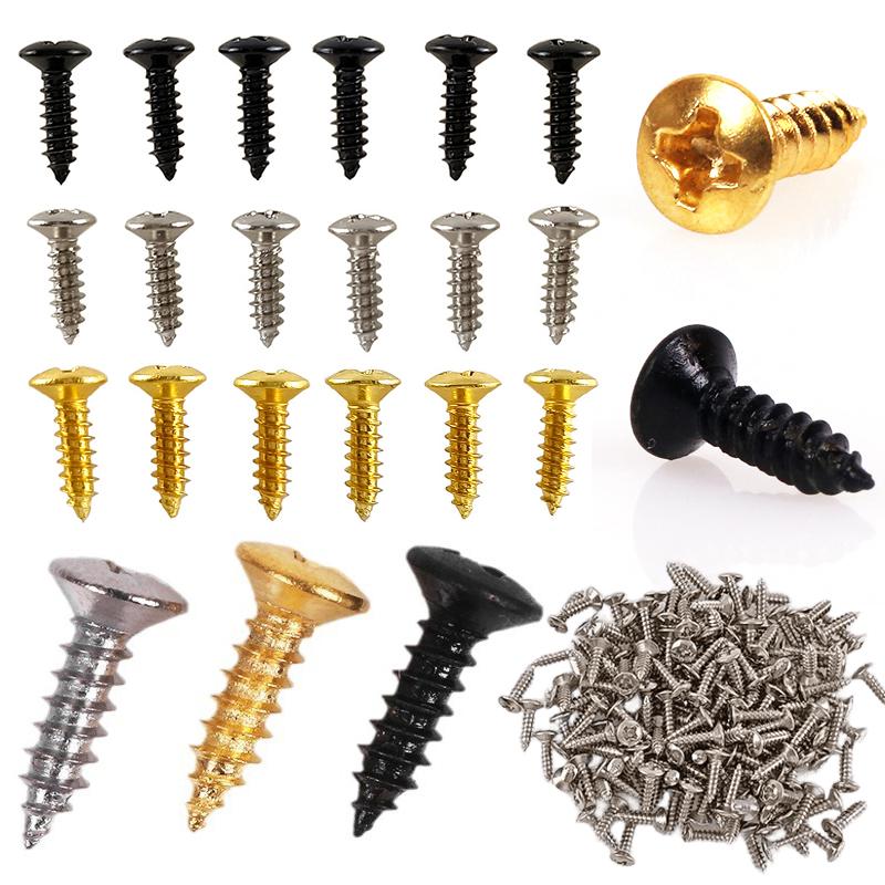 50PCS/Set 3*12mm Size Guitar Protective Plate Screw Gold Silver Black Available Cavity Cover Screw Guitar Guitarra Accessory ZYF