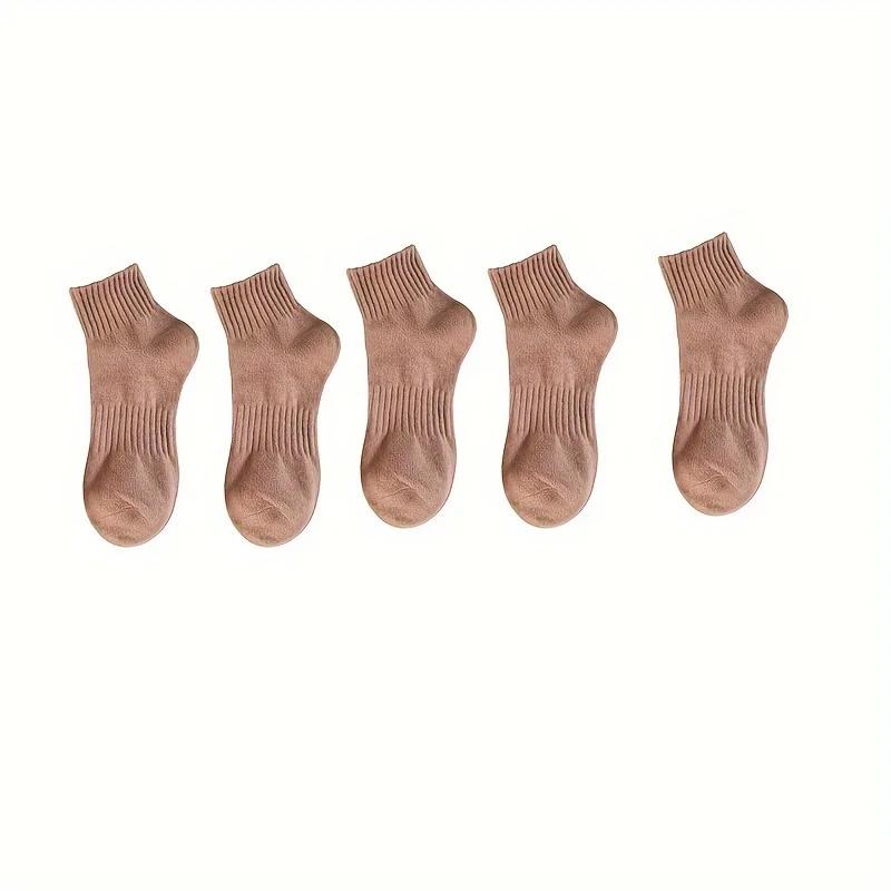 

5 пар женских зимних мягких носков длиной до щиколотки, однотонные спортивные стильные удобные повседневные носки для повседневной носки US 6-12