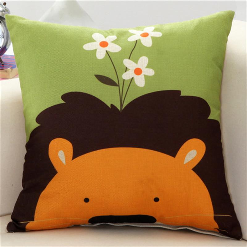 45x45cm Cute Cartoon Throw Pillowcase Home Linen Animal Printed Cushion Cover Car Sofa Pillow Cover Children Room Decorative