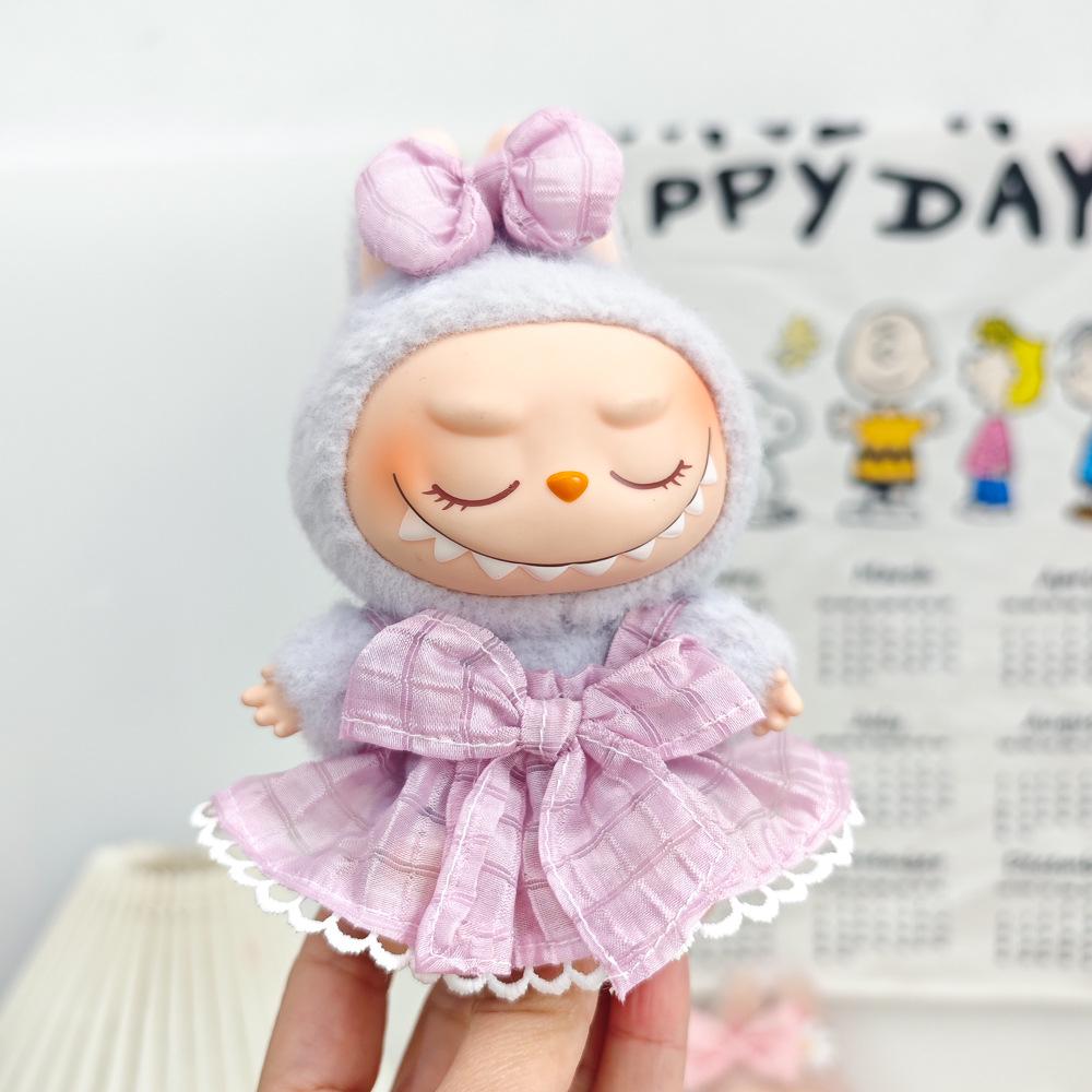 Labubu Doll Vinyl Face Pendant with Sundress & Straw Hat in Macaron Blind Box – First & Second Generation