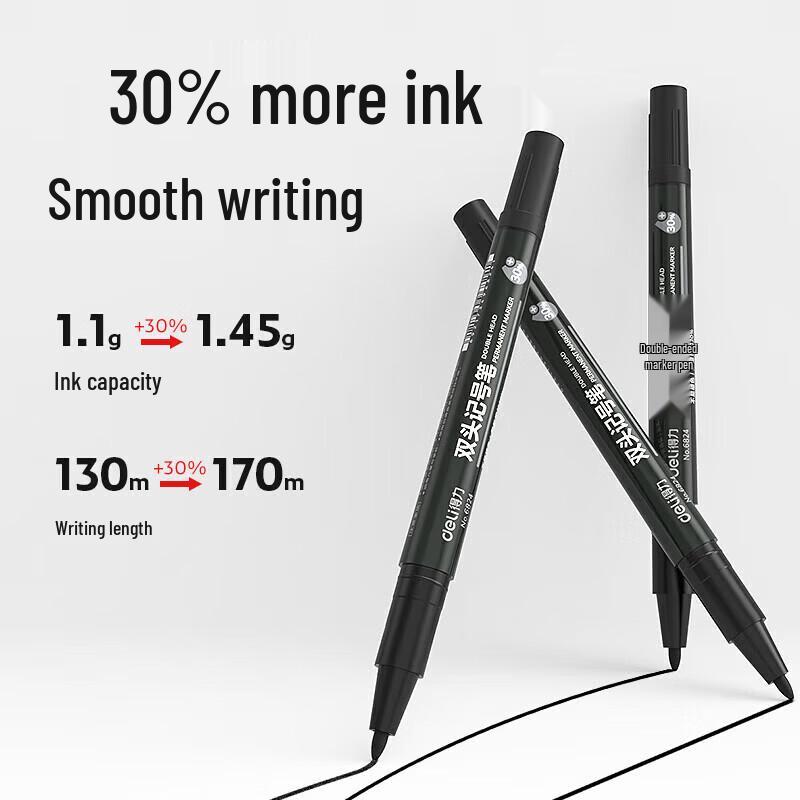 Deli 6824 Double-Head Permanent Marker Pen