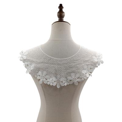 1 pièce de faux col en soie de lait, châle brodé, épaulette ajourée en 3D, accessoires en dentelle à faire soi-même, broderie poitrine