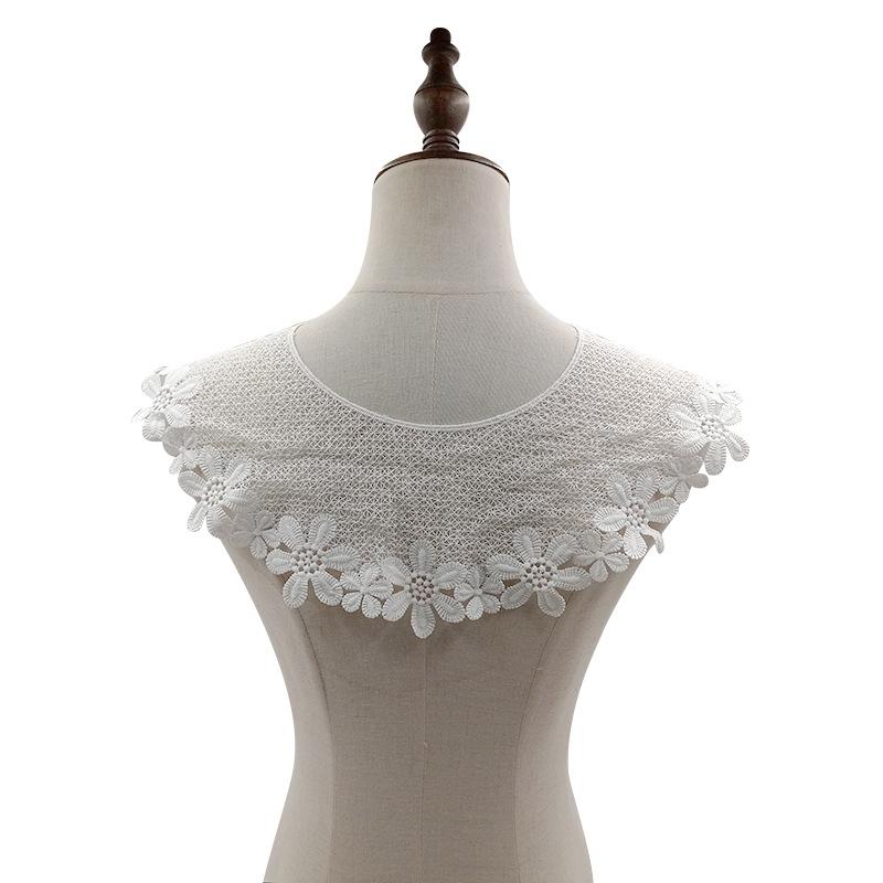 1 PCS Milk silk fake collar shawl embroidered shoulder collar three-dimensional hollow DIY lace accessories embroidered chest
