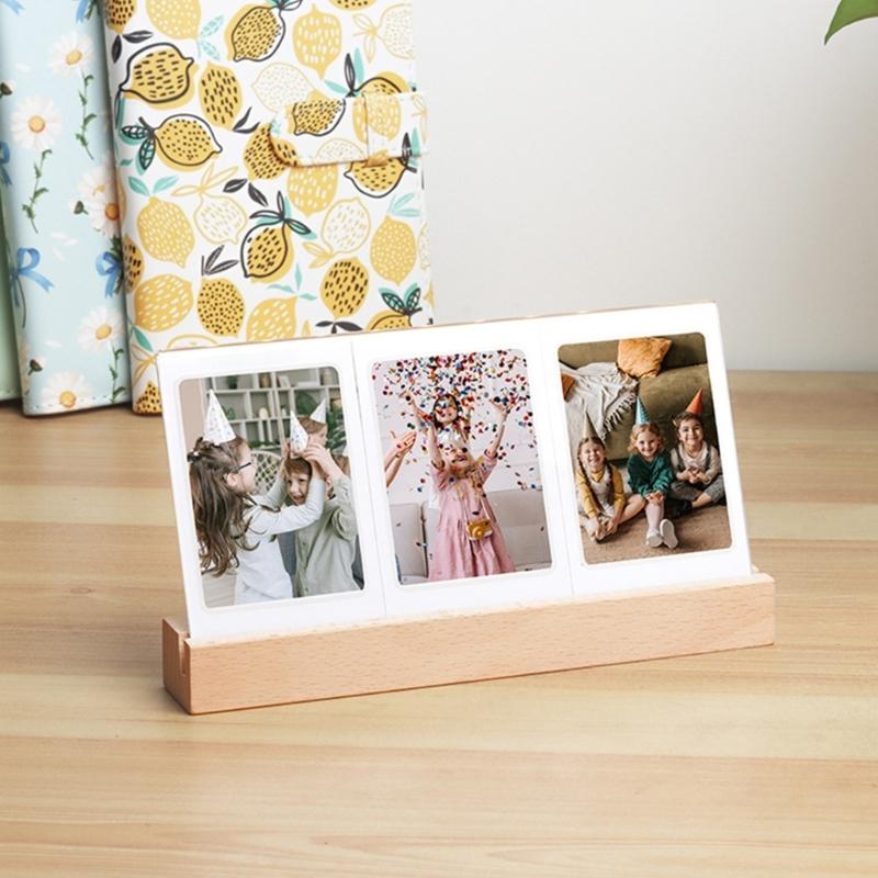 Multifunctional Acrylic Photo Frame With LED Night Light For 3inch Camera Photos Display Home Office Decorations