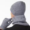 3Pcs/Set Winter Hat Scarf Gloves Set Solid Color Windproof Brimless Hat Neck Warmer Touch Screen Gloves Set