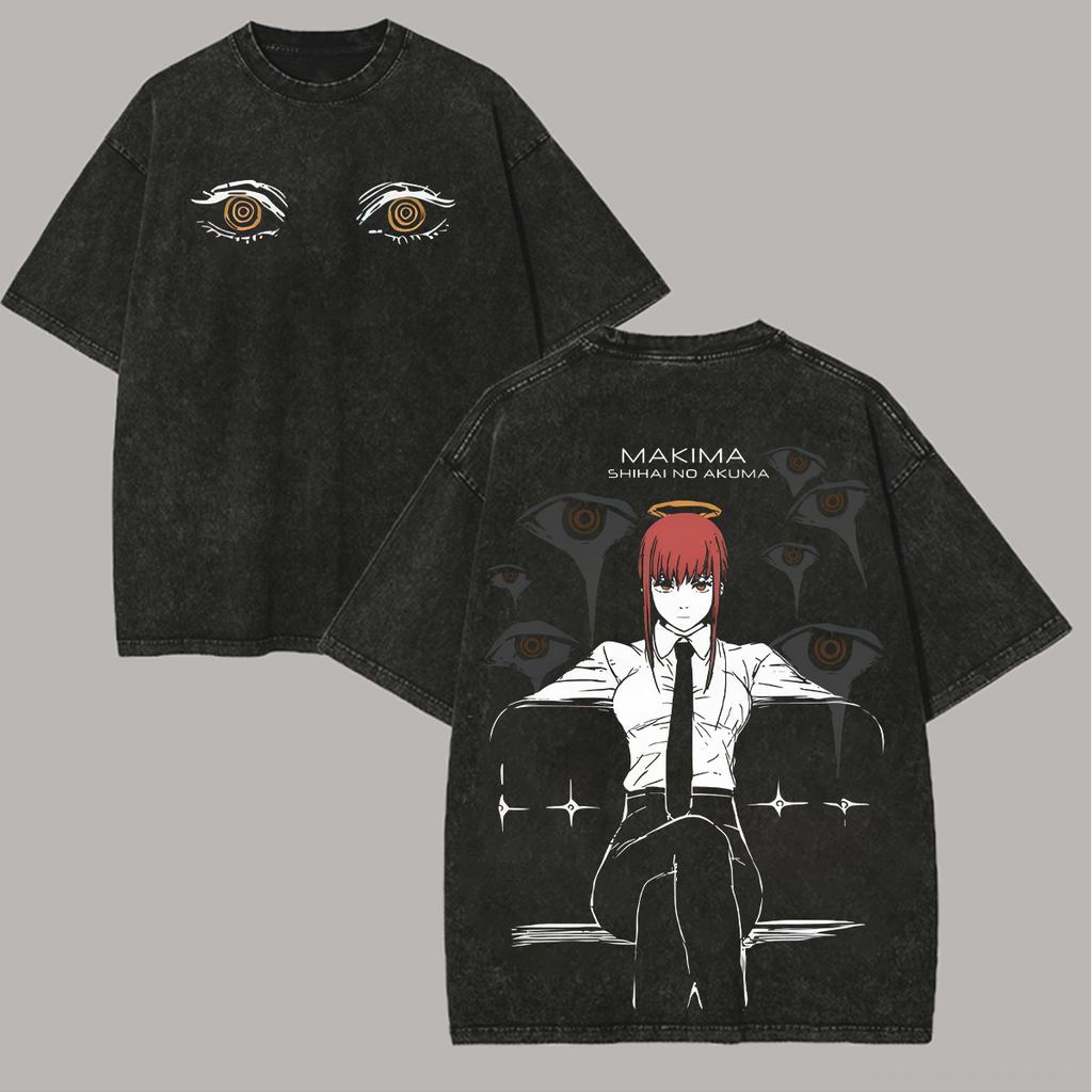 Kettensägenmann Anime Liebhaber Gewaschenes T-Shirt Ganzjahreskleidung Hohe Qualität Persönlichkeit Kleidung Große Größen Unisex Neues Modell Paare T-Shirt
