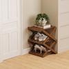 Wooden Folding Shoe Rack No Assembly 2/3/4/5/6/7 Tiers Bamboo Corner Shoe Rack Hallway Entryway Small Space Shoe Organizer Shelf