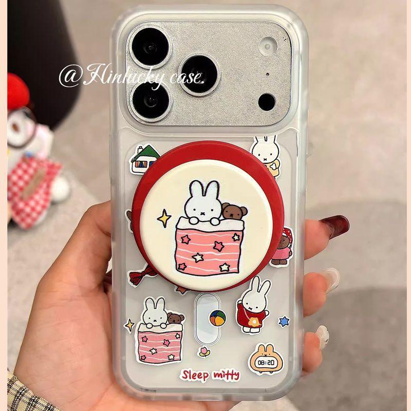 Cartoon Suitable for Apple 16promax Mobile Phone Case 15plus Magnetic Suction 14 Bracket 13pro Skin Feeling 16e Creative 17