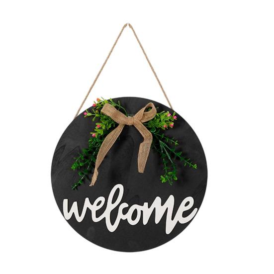 Welcome Sign, with Flower Decor Wear-Resistant Wreath, Front Door Welcome Wreath for Family Friends Co-Workers Garden Balcony