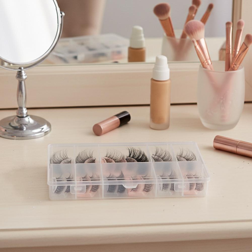 1PCS Transparent with Cover Rectangle Vertical Eyelash  Storage Box Holder Makeup Organizer