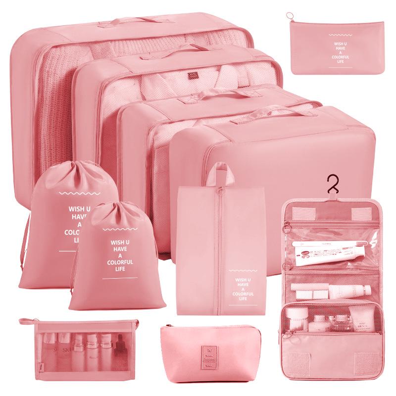 Eight-Piece Waterproof Travel Storage Bag Set for Business Trips - Large Capacity