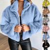 Women's Autumn Winter Faux Fur Short Coats Zipper Cardigan Plush Warm Coat Female Oversized Outerwear Overcoat Thick Jacket