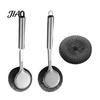 Non Scratch Wire Brush Stainless Steel Wool Scrubber with Long Handle, Deep Cleaning Heavy Kitchen Sink Duty Scrub Brush, Non-Scratch Pot Scouring