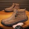 Men's Martin Boots Autumn and Winter Large Size Men's Short Boots Casual Fashion Hand Sewn Fleece Tooling Boots
