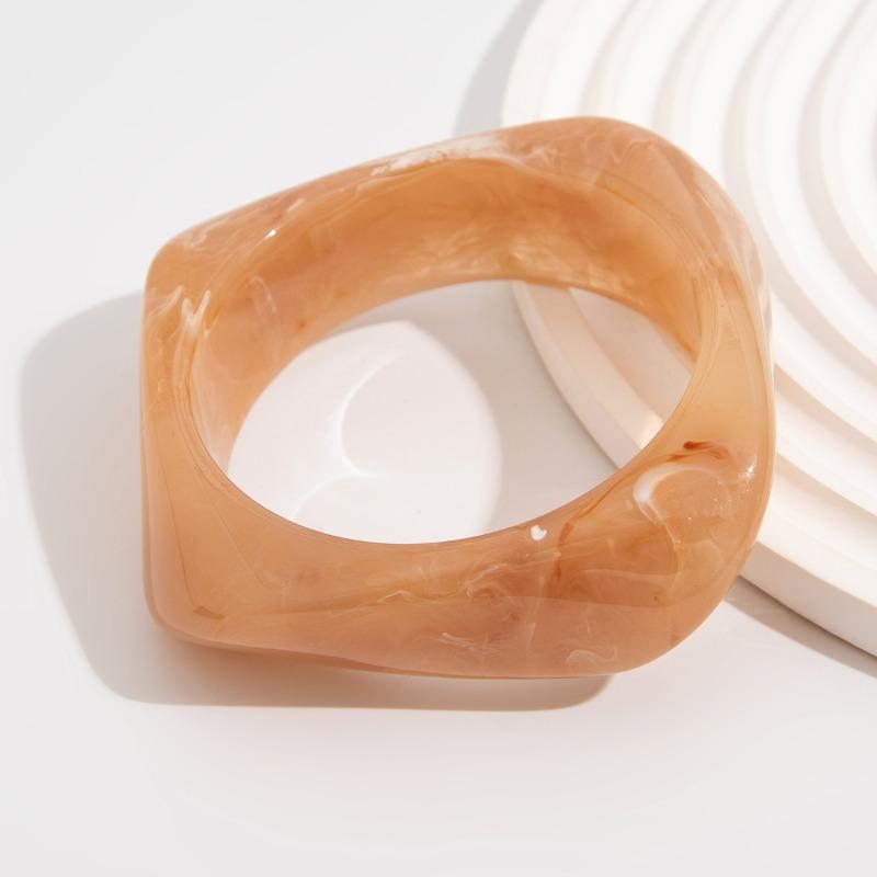 Vintage Wide Irregular Smudging Acrylic Bangles Geometric Thick Chunky Bracelets Statement Aesthetic Holiday Wirstband Jewelry F