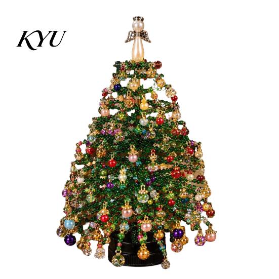 Handgefertigte Feiertagsdekoration DIY Mini-Tisch-Weihnachtsbaum-Set mit Perlen, Kristallperlen-Weihnachtsbastel-Ornament-Herstellungsset, Schreibtisch für Regal Kaminsims Dekor,