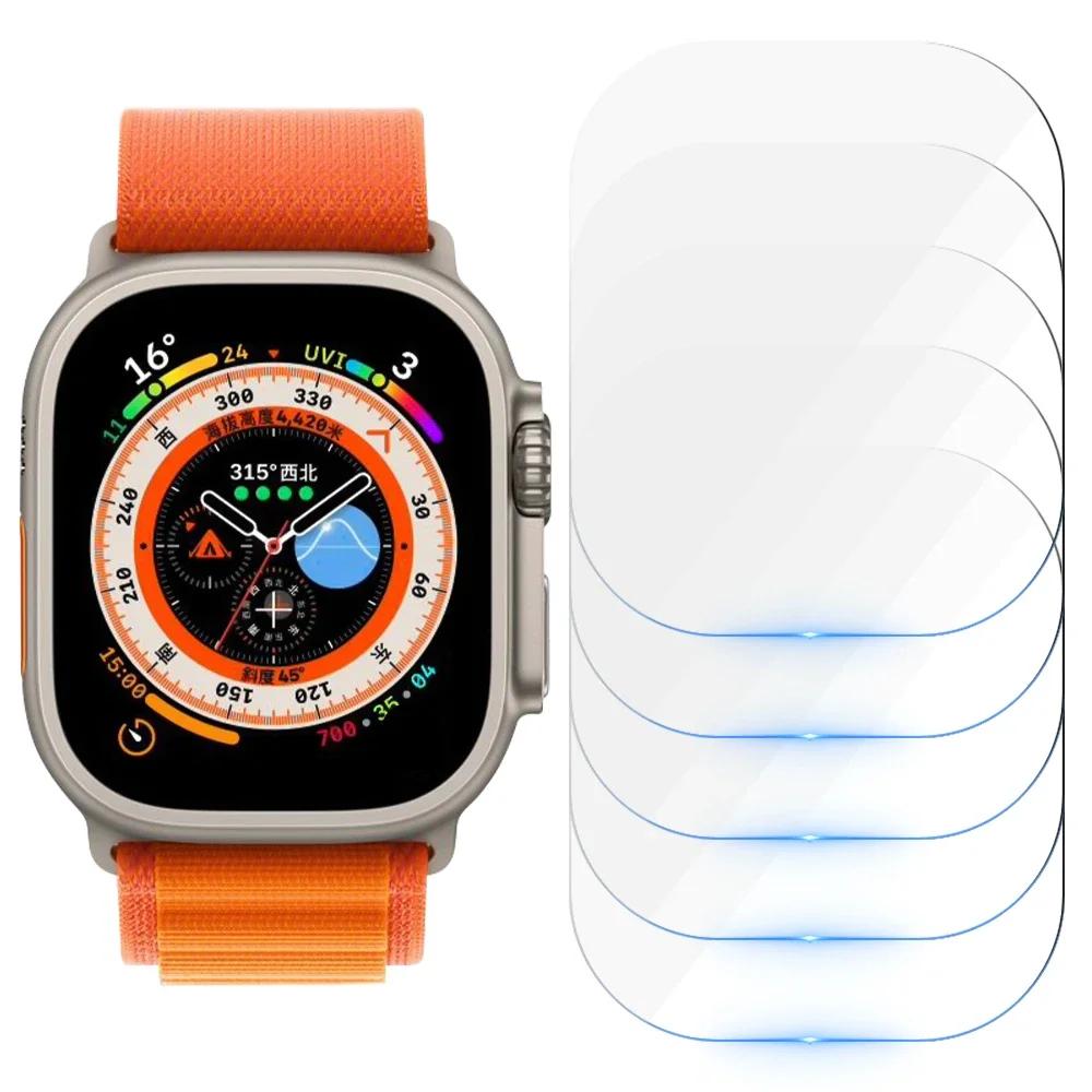 5Pcs Screen Protector For Apple Watch Ultra 49mm Accessories Anti-Scratch Waterproof Tempered Glass HD Film iWatch Ultra 49 Mm