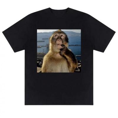 Monkey Thinking Meme T-Shirt - Funny Trending Graphic Tee Graphic Unisex Shirt