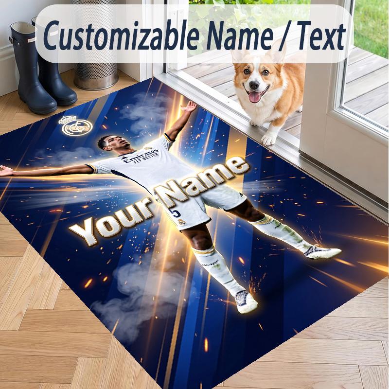 Custom Text Printed Rug Jude Bellingham Non Slip Floor Carpet For Home Room Decor