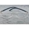 RSINC Imported men Rimless Eyeglass wood metal eye-ware Black - Silver | CT00521 C1 53-18-145 CART-5 A2