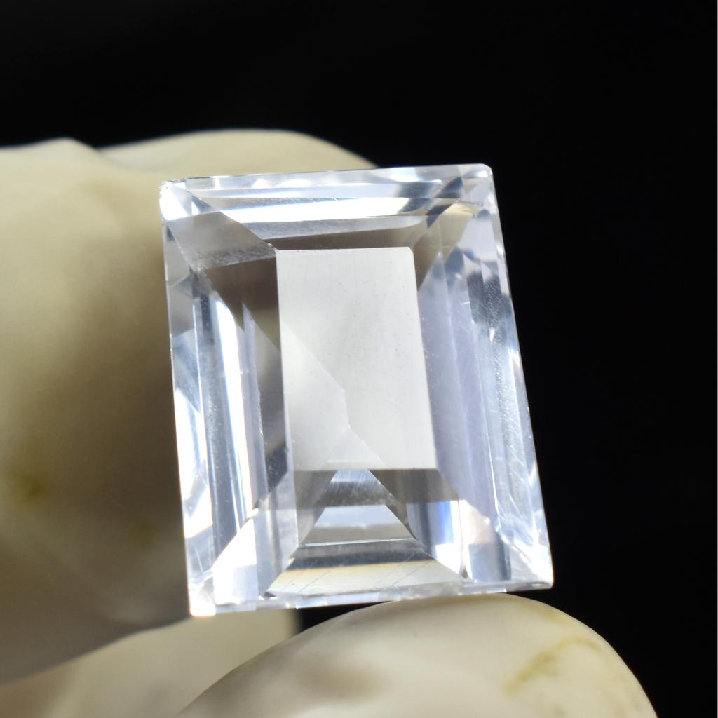 Amazing Natural WHITE Sapphire Emerald Cut 9.40 Ct Loose Gemstone CERTIFIED